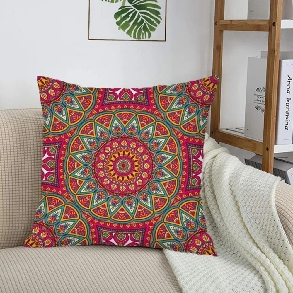MANDALA PATTERN PRINT THROW PILLOW COVER
